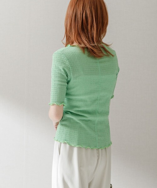 URBAN RESEARCH ROSSO（アーバンリサーチロッソ）の「シアー楊柳ボートネックプルオーバー（Tシャツ/カットソー・レディース・WHITE/GREEN/NAVY・FREE）」の10枚目の写真