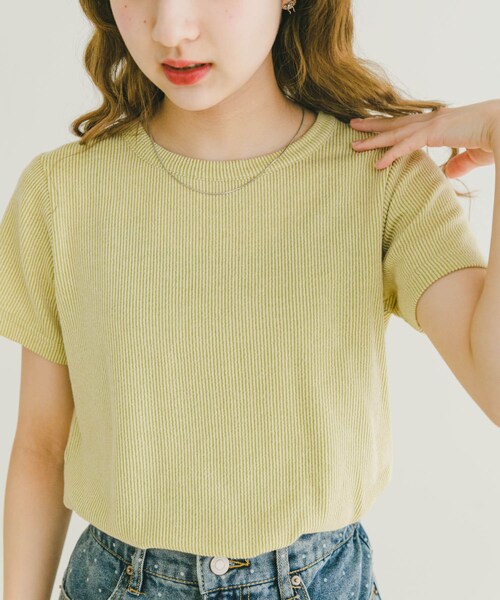 ITEMS URBANRESEARCH（アイテムズ アーバンリサーチ）の「チビテレコTシャツ（Tシャツ/カットソー・レディース・GRN/WHT/CHA・FREE）」の15枚目の写真