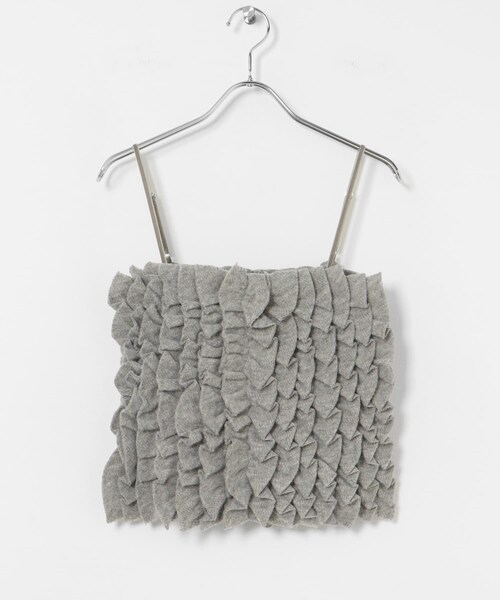 URBAN RESEARCH（アーバンリサーチ）の「KNIT SEW FRILL TOPS（キャミソール・レディース・GREY/WHITE・Free）」の10枚目の写真
