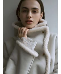 LAGUNAMOON | フェイクムートンスタンドカラーコート(ムートンコート)