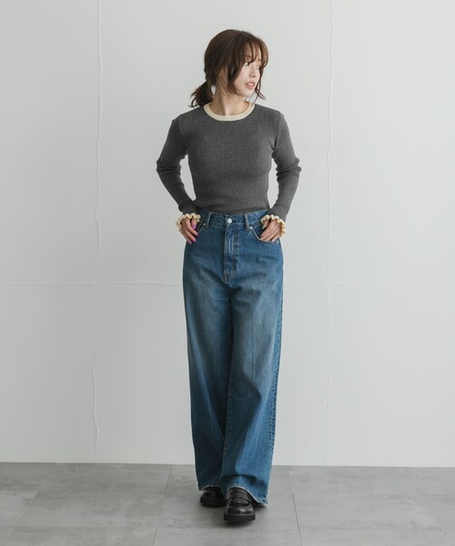 URBAN RESEARCH Sonny Label（アーバンリサーチサニーレーベル）の「静電防止フリルクルーネックリブニットプルオーバー（ニット/セーター・レディース・IVOxNVY/CCLxOFF/BRNxMNT/BEGxORG・Free）」の16枚目の写真
