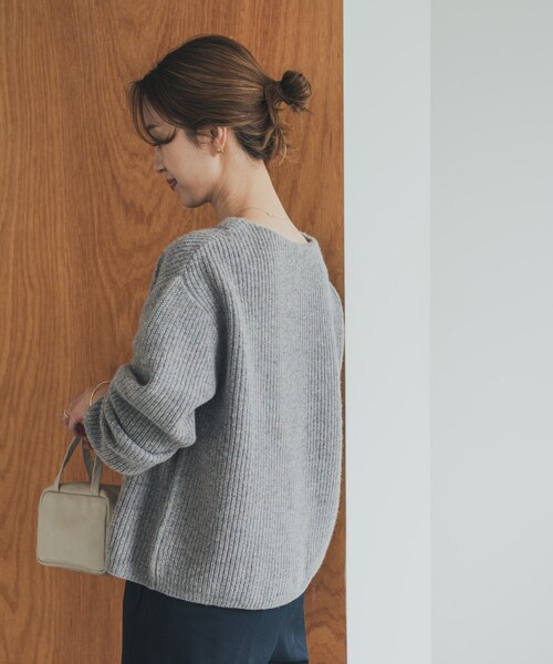 URBAN RESEARCH DOORS（アーバンリサーチドアーズ）の「ハミルトンウール畦ボートネックプルオーバー（ニット/セーター・レディース・MIX GRAY/YELLOW/MIX BROWN・M）」の7枚目の写真