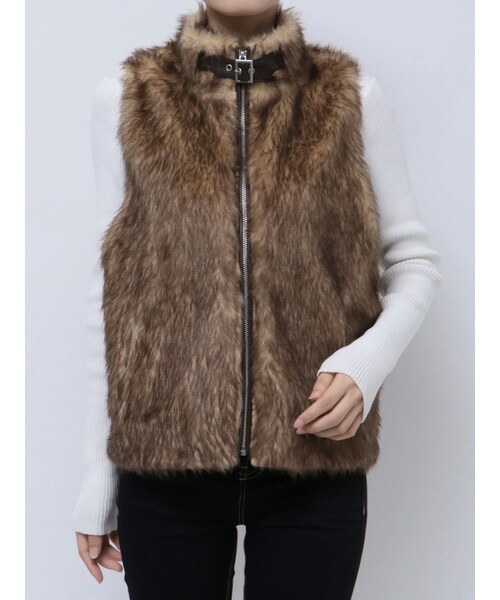 GYDA（ジェイダ）の「GGスライダーエコファーベスト（ベスト・レディース・グレー/ブラウン・F）」の2枚目の写真