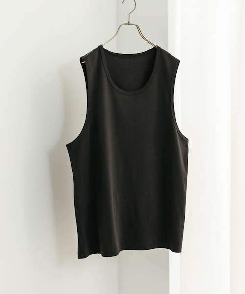 SENSE OF PLACE by URBAN RESEARCH（センスオブプレイスバイアーバンリサーチ）の「コットンスムースタンクトップ（タンクトップ・メンズ・BLACK/WHITE/BEIGE・M/L）」の2枚目の写真