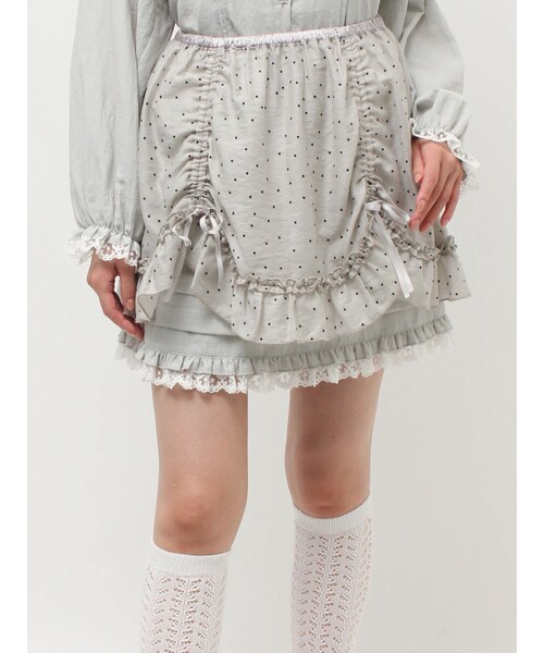 merry jenny（メリージェニー）の「airy lace apron（チャーム・レディース・オフホワイト/グレー/ミックス・F）」の4枚目の写真