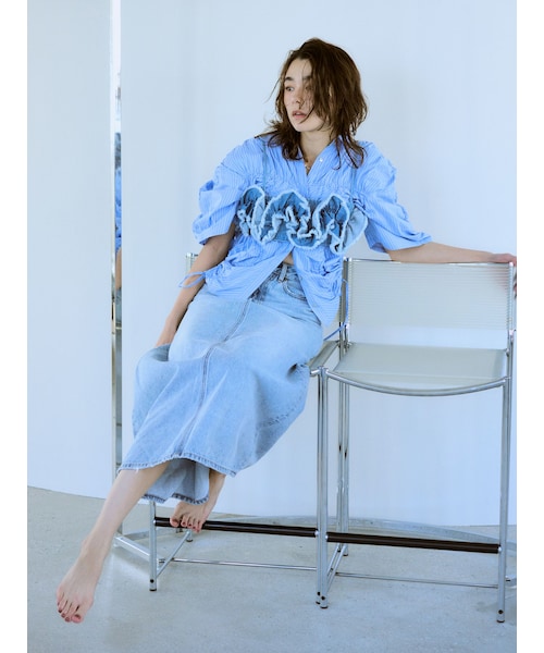 Ungrid（アングリッド）の「ポケットリメイクデニムロングスカート（デニムスカート・レディース・ブルー・S/M）」の3枚目の写真