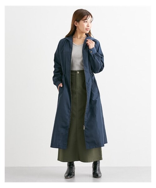 ニッセングラマー　【大きい胸専用】ロング丈トレンチコート　FL ネイビー ニッセングラマー ロング丈トレンチコート FL ネイビー ニッセン