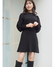 MERCURYDUO | ボリュームスリーブセミフレアミニワンピース(ワンピース)