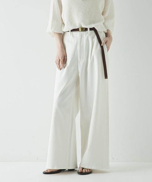 URBAN RESEARCH(アーバンリサーチ)の「『3サイズ展開』綿麻デニムイージーパンツ(デニムパンツ・レディース・WHITE/LT BLUE・38/40/36)」の4枚目の写真