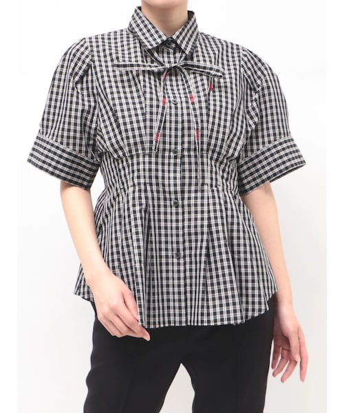 TONAL(トーナル)の「【POLO BCS】タイ付ボリュームスリーブシャツ(シャツ/ブラウス・レディース・オフホワイト/ブラック/ピンク/ブルー・M)」の4枚目の写真