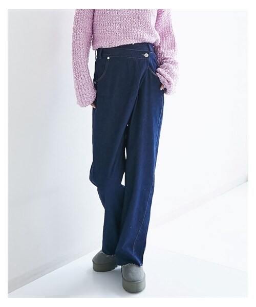nissen（ニッセン）の「ラップカーブデニムパンツ（パンツ・レディース・インディゴ/グレー・M/L/S）」の7枚目の写真