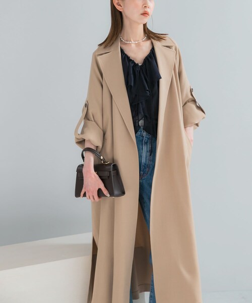 URBAN RESEARCH ROSSO（アーバンリサーチロッソ）の「撥水 ロングガウンコート（ステンカラーコート・レディース・ECRU/BEIGE・36/38）」の3枚目の写真