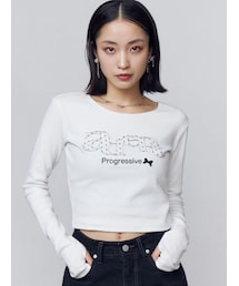 EMODA | ロゴパッチクロップロングスリーブTシャツ(Tシャツ/カットソー)