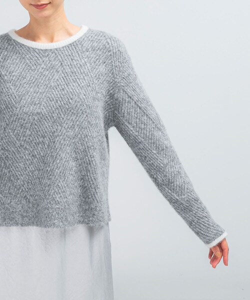 URBAN RESEARCH ROSSO（アーバンリサーチロッソ）の「ダイヤ柄編ラメミックスニット（ニット/セーター・レディース・OFF WHITE/BABY PINK/SILVER・Free）」の21枚目の写真