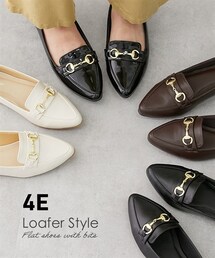 nissen | 【ゆったり幅広】ビット付きローファー調フラットシューズ（ワイズ４Ｅ）(ローファー)