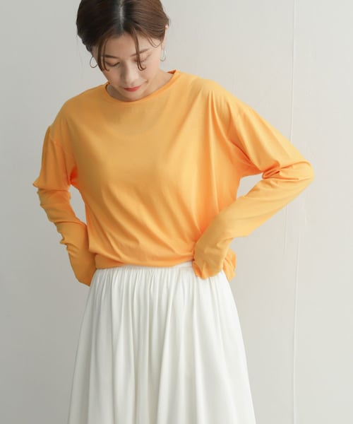 URBAN RESEARCH DOORS（アーバンリサーチドアーズ）の「『別注』unfil×DOORS　high twist cotton L/S t-shirts（Tシャツ/カットソー・レディース・別注l.blue/別注beige/別注orange・1）」の3枚目の写真