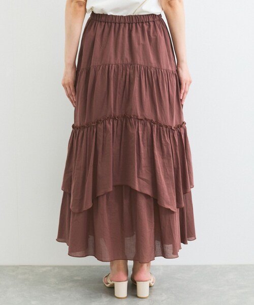 VIS（ビス）の「ボイルティアードスカート（スカート・レディース・ダークブラウン/ブルー系・F）」の14枚目の写真