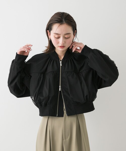 SENSE OF PLACE by URBAN RESEARCH(センスオブプレイスバイアーバンリサーチ)の「チュールレイヤードブルゾン(ブルゾン・レディース・IVORY/BLACK/L.BLUE・one)」の16枚目の写真