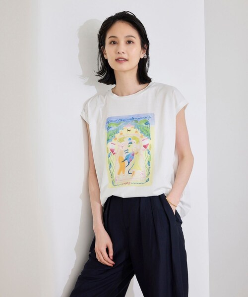 ROPE'（ロペ）の「【Kei Nagayama for ROPE'】プリント ノースリーブTEE【接触冷感・洗濯耐久あり】（Tシャツ/カットソー・レディース・ホワイト・F）」の15枚目の写真