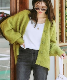 nissen | ふんわり袖ミックス調シャギーニットカーディガン(カーディガン/ボレロ)