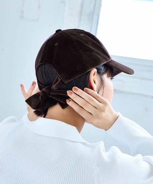 VIS(ビス)の「バックリボンベロアキャップ(キャップ・レディース・ブラック/ダークブラウン/ベージュ系・F)」の5枚目の写真