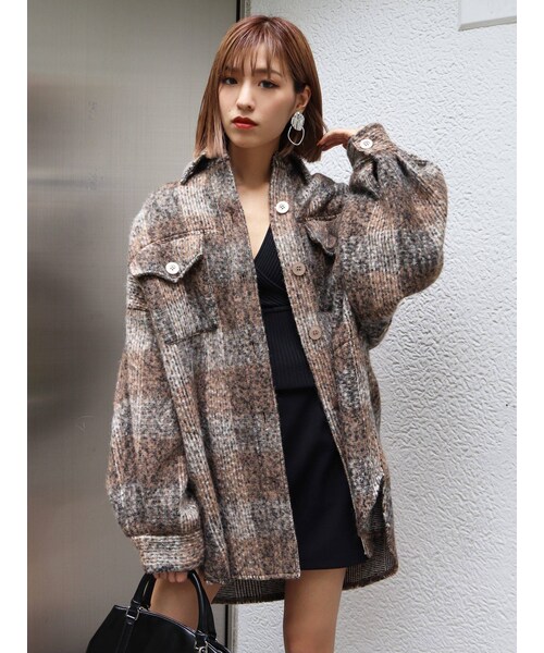 EMODA - EMODA エモダ チェック コート アウター スライバーバルキーブルゾン EMODA（エモダ）の「スライバーバルキーブルゾン（ブルゾン