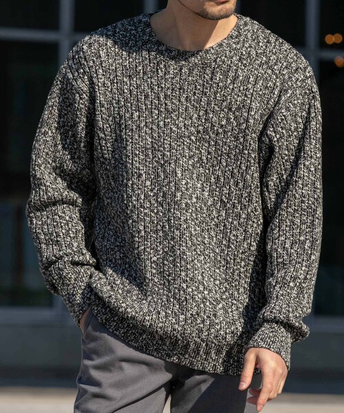 URBAN RESEARCH ROSSO（アーバンリサーチロッソ）の「『WEB限定』『XLサイズあり』スラブリブクルーネックニット（ニット/セーター・メンズ・NAVY/GRAY/BLACK/BROWN・S/M/L/XL）」の6枚目の写真