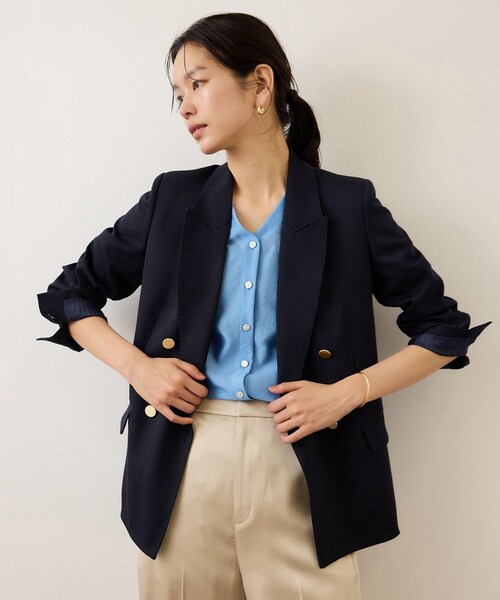 ROPE'（ロペ）の「ストレッチ金ボタンブレザージャケット（テーラードジャケット・レディース・ネイビー・36/38）」の7枚目の写真