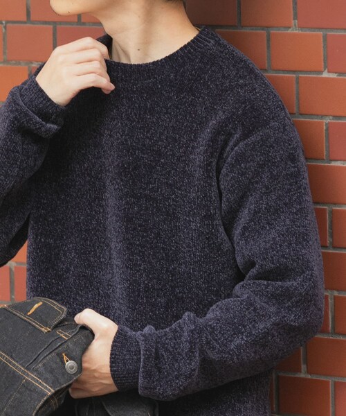 ITEMS URBANRESEARCH（アイテムズ アーバンリサーチ）の「ダブルフェイスシェニールクルーネックニット（ニット/セーター・メンズ・WHT/BLUE GRAY/GREIGE/INK BLACK・M/L）」の18枚目の写真