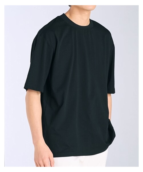 nissen（ニッセン）の「オーバーサイズきれいめ衿高半袖Tシャツ　ジャケットの下に着るTシャツ【大きいサイズ有】（Tシャツ/カットソー・メンズ・オフホワイト/黒/グレー・M/L/LL/3L/4L/5L/6L/8L/10L）」の2枚目の写真