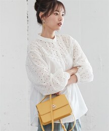 nissen | 大きいサイズアイレットレースシャツ(シャツ/ブラウス)