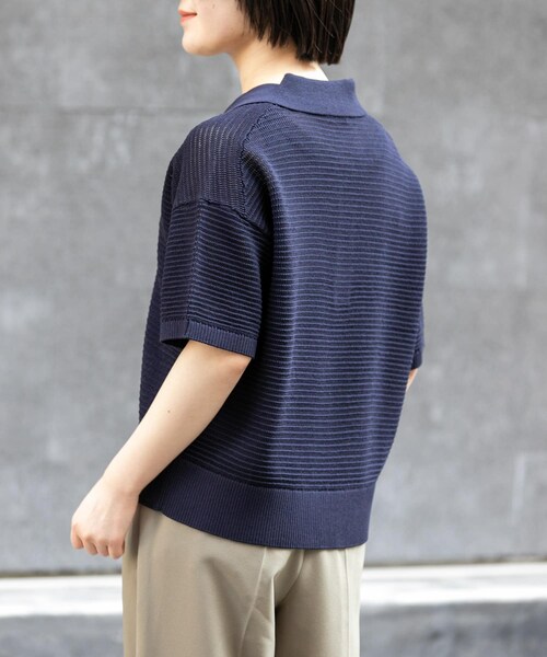URBAN RESEARCH DOORS(アーバンリサーチドアーズ)の「FORK&SPOON 透かし編みニットポロ(ポロシャツ・レディース・IVORY/NAVY/ORANGERED・1)」の17枚目の写真