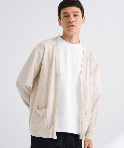 URBAN RESEARCH Sonny Label（アーバンリサーチサニーレーベル）の「リネン混ニットカーディガン（カーディガン/ボレロ・メンズ・チャコール/ナチュラル/ネイビー/ピンク・M/L）」の2枚目の写真
