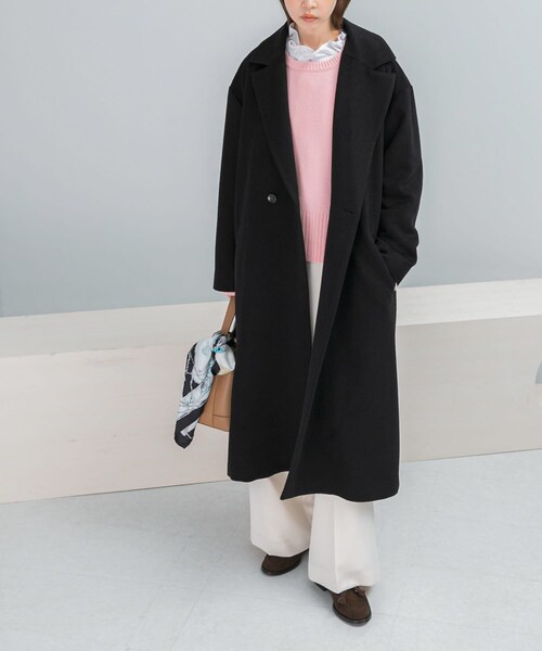 URBAN RESEARCH ROSSO（アーバンリサーチロッソ）の「カシミヤビーバーチェスターコート（チェスターコート・レディース・BLACK・36/38）」の3枚目の写真