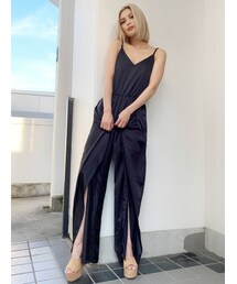 GYDA | バックリボンサテンワイドオールインワン(サロペット/オーバーオール)