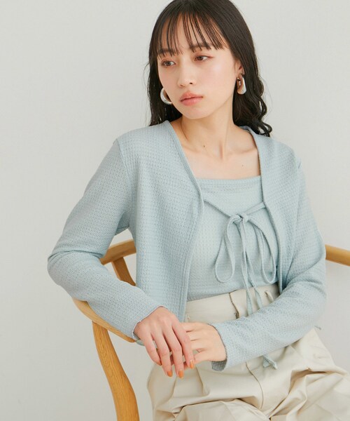 VIS(ビス)の「リボン使いアンサンブル(アンサンブル・レディース・オフホワイト/サックス/ピンク/クリーム・F)」の15枚目の写真