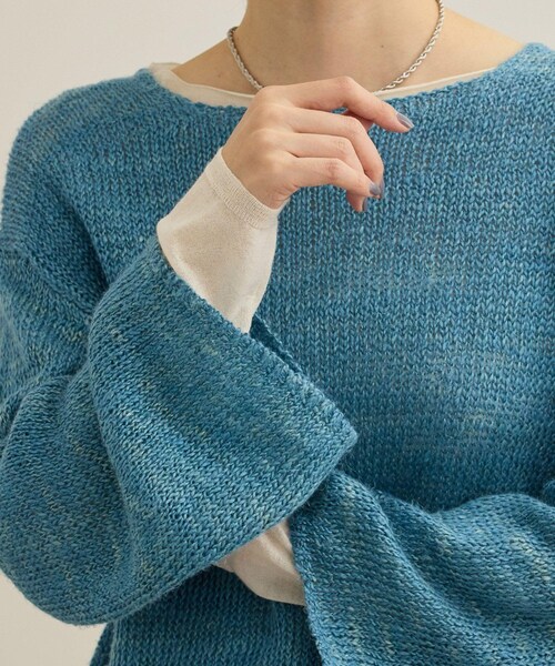 ROPE'（ロペ）の「【洗える】スラブリネン ボートネックプルオーバー（ニット/セーター・レディース・ホワイト/ベージュ/ターコイズ・F）」の14枚目の写真