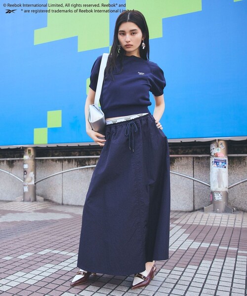 VIS（ビス）の「【Reebok】VIS別注ロゴベルトフレアースカート（スカート・レディース・ホワイト/ネイビー/サックス・F）」の12枚目の写真