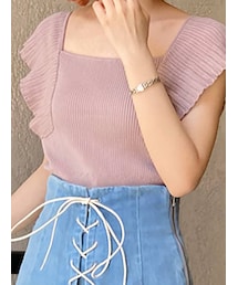 MERCURYDUO | 2WAYラッフルコンパクトリブニット(ニット/セーター)