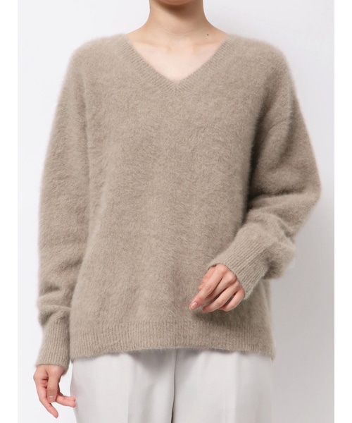 TONAL（トーナル）の「PREMIUM FOX×CASHMERE Vネックプルオーバー（ニット/セーター・レディース・オフホワイト/グレー/ピンク/アイスブルー/ベージュ・M）」の7枚目の写真