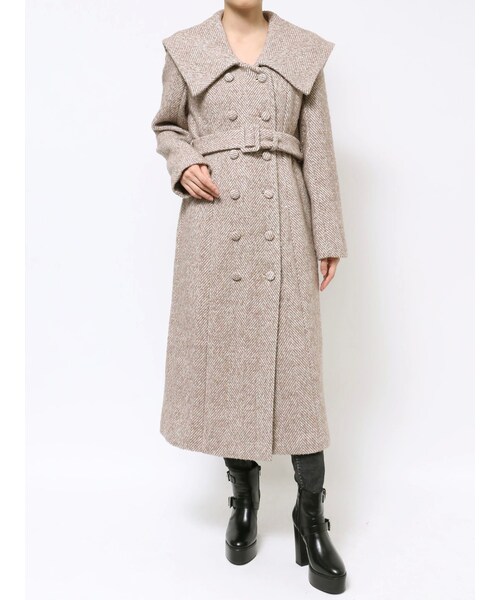 EATME（イートミー）の「ビッグカラーロングコート（チェスターコート・レディース・ブラック/ピンク/ブラウン・F）」の5枚目の写真