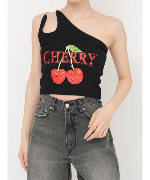 EVRIS（エヴリス）の「ダブルチェーンワンショルトップス（キャミソール・レディース・グレー/ブラック/ブルー・F）」の5枚目の写真