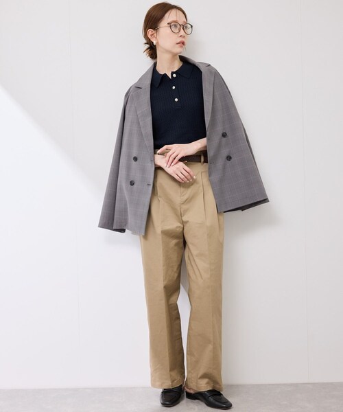 ROPE' PICNIC(ロペピクニック)の「ミニケーブルハーフスリーブニットポロシャツ(ポロシャツ・レディース・キナリ/ダークブラウン/ネイビー/カラシ・38)」の17枚目の写真