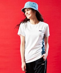nissen | 大きいサイズサイド切替ドライメッシュTシャツ（UVカット・吸汗速乾）／FILA(Tシャツ/カットソー)