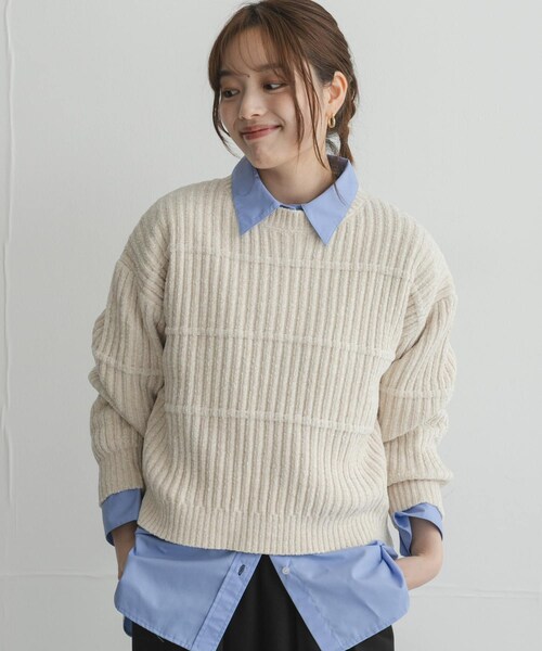 URBAN RESEARCH Sonny Label（アーバンリサーチサニーレーベル）の「モールヤーンクルーネックニットプルオーバー（ニット/セーター・レディース・オフ/ブラウン/グレージュ/ブルー・Free）」の6枚目の写真