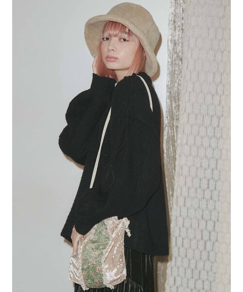 merry jenny（メリージェニー）の「flowerベロアフリルポシェット（ハンドバッグ・レディース・アイボリー/ブラック/グリーン/ネイビー/ブラウン・F）」の19枚目の写真