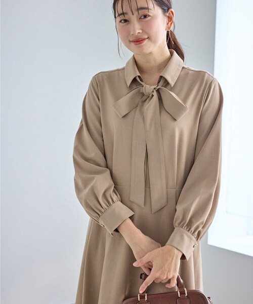 ROPE' PICNIC（ロペピクニック）の「リボンシャツワンピース（シャツワンピース・レディース・ベージュ/ネイビー・L/M/S）」の13枚目の写真