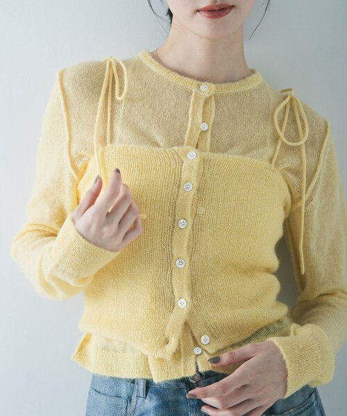 URBAN RESEARCH（アーバンリサーチ）の「シアーモヘヤキャミソール（ニット/セーター・レディース・L.GRAY/YELLOW/NAVY・Free）」の4枚目の写真