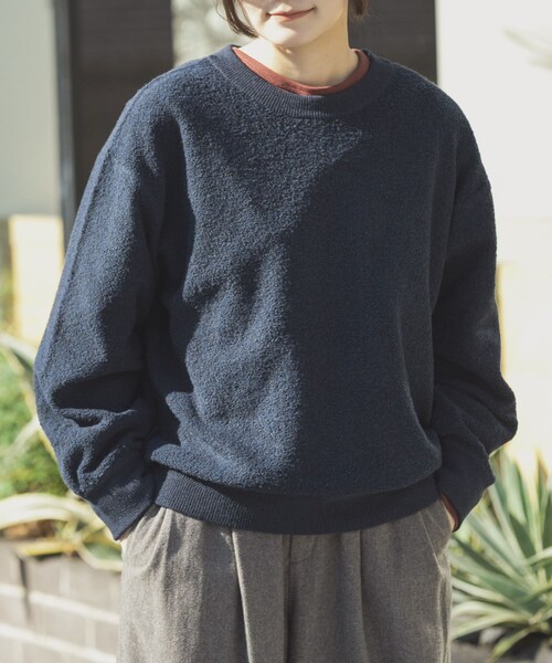 EKAL（エカル）の「パイル編みクルーニット（ニット/セーター・レディース・グレージュ/ネイビー・One）」の18枚目の写真