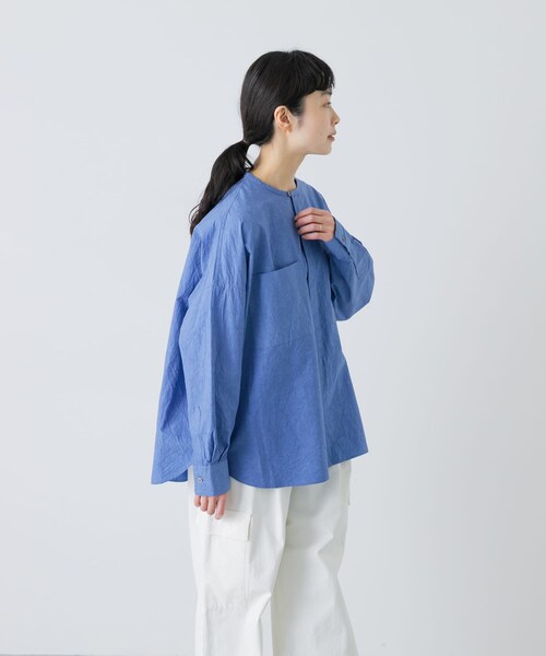 かぐれ(カグレ)の「コットンリネンWポケットシャツ(シャツ/ブラウス・レディース・PINK/BLUE/NAVY・Free)」の9枚目の写真